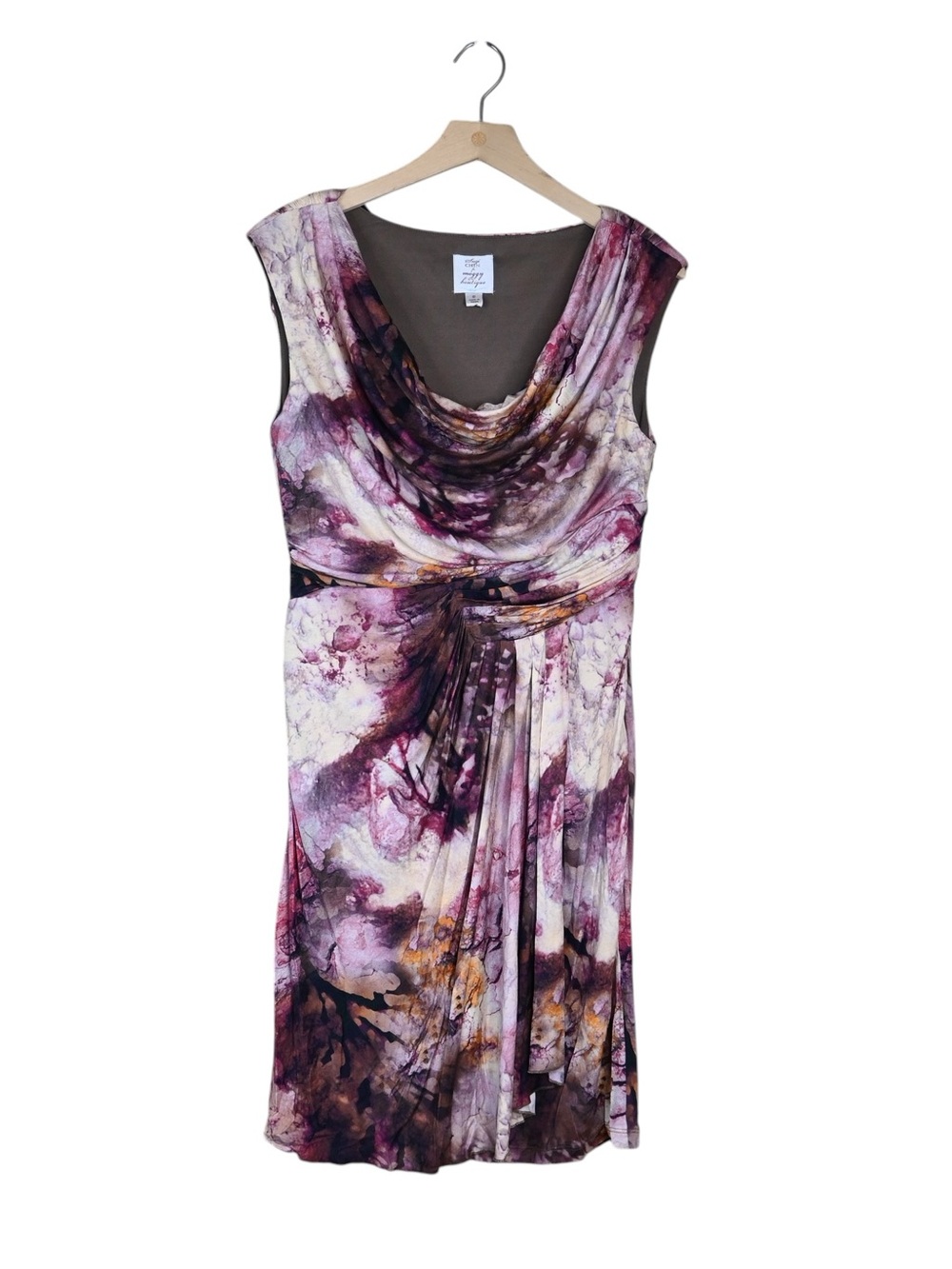 Suzi Chin for Maggy Boutique Women's 8 Watercolor Print Cowl Neckline Dress